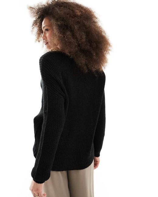 Jersey Holgado De Manga Larga De Jdy de color Black