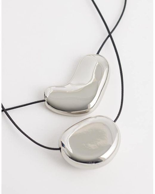 ASOS White Multi-row Pendant Necklaces With Metal Detailing