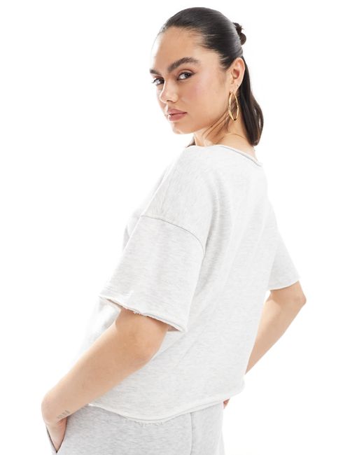 ASOS White Raw Edge Loop Back Boxy T-Shirt