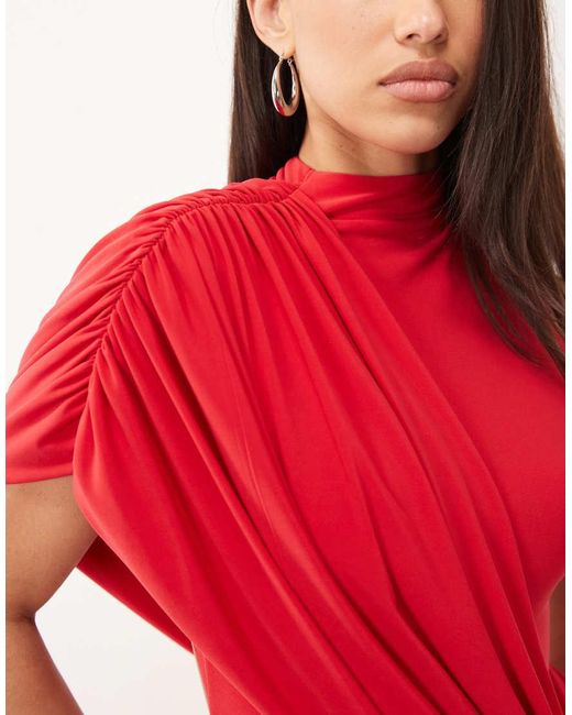 ASOS Red Backless Drape Sleeveless Maxi Dress