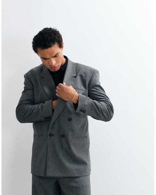 ASOS Black Double Breasted Square Shoulder Relaxed Suit Jacket for men