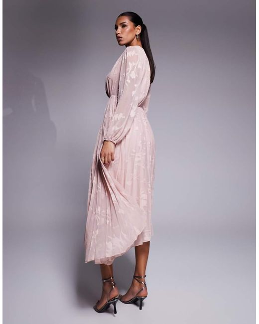 Forever New Pink Belted Textured Maxi Dress