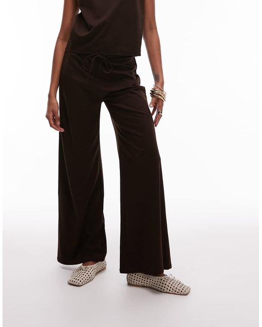 Pantalones Marrón De Pernera Ancha Con Lazada En La Cintura De Poliamida De (Parte De Un Conjunto) Mango de color White