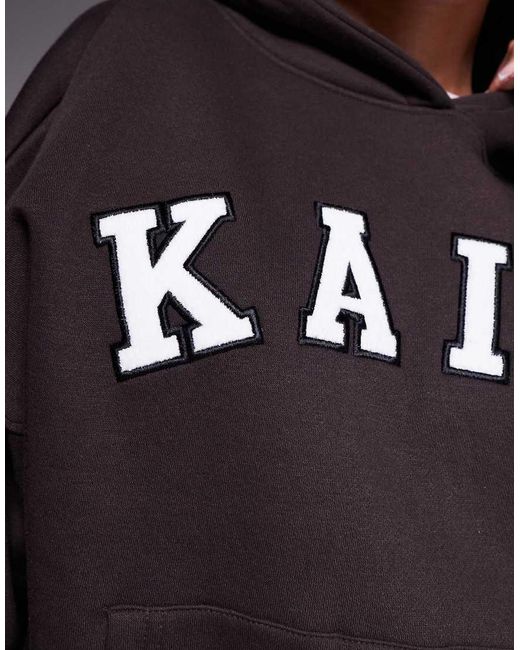 Felpa Oversize Con Cappuccio Cioccolato Con Logo Ricamato di Kaiia in Black