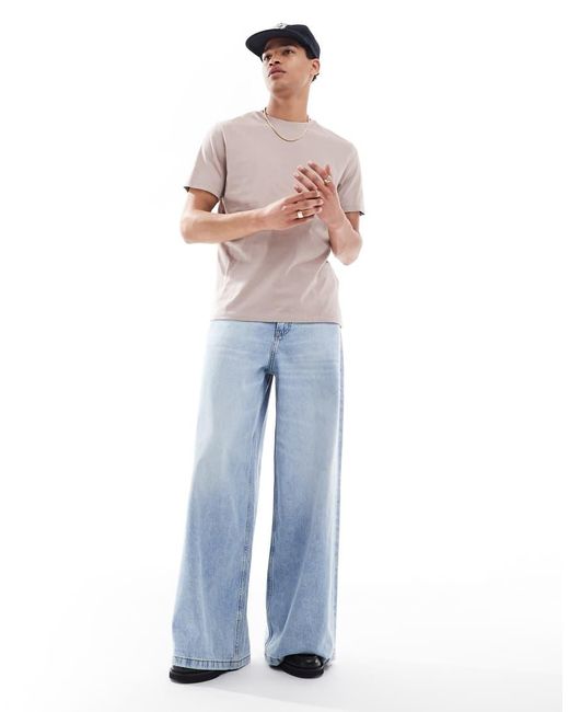 ASOS Basic T-Shirt Met Ronde Hals in het Gray voor heren