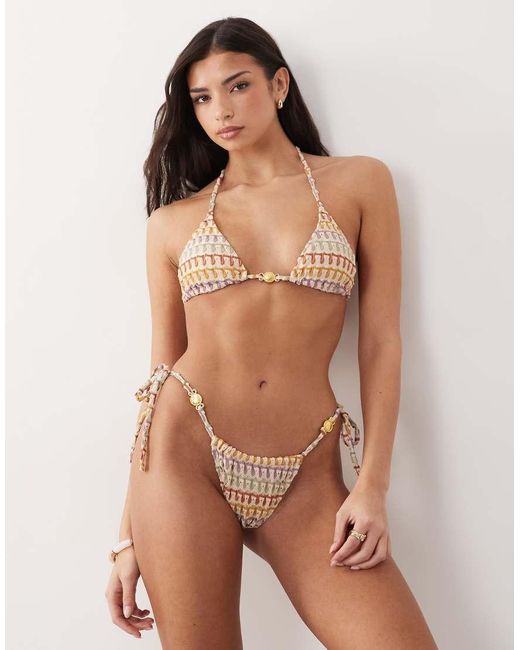 Candypants Pink Chevron Triangle Bikini Top
