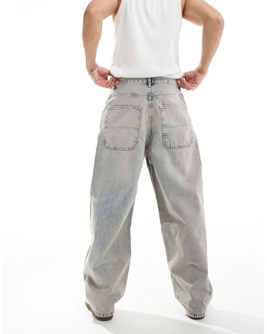 Pull&Bear White baggy Skater Fit Jeans for men