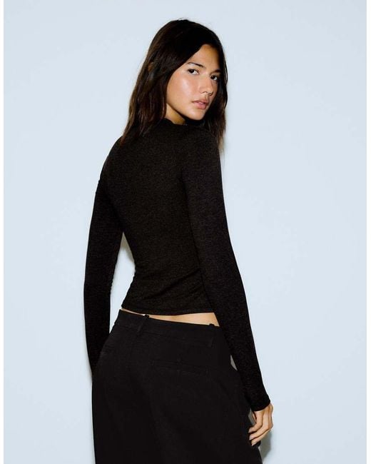 Bershka Black Jacket With Neckline Split