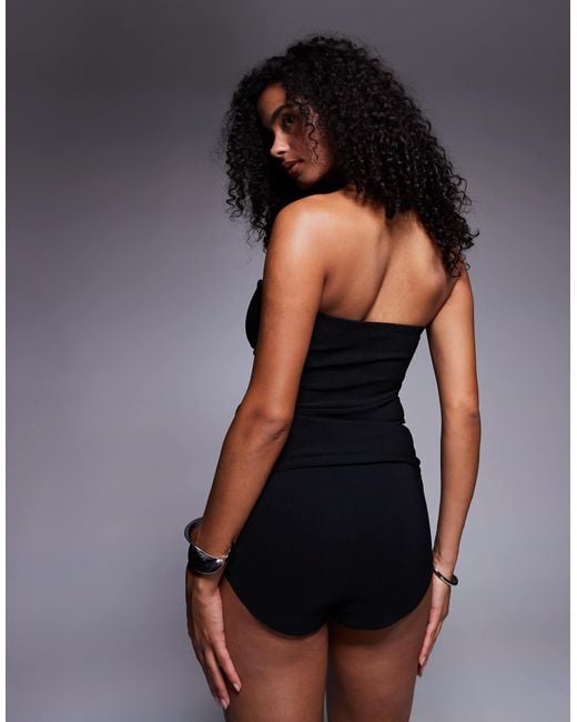 Top bandeau d'ensemble côtelé avec étoile River Island en coloris Black