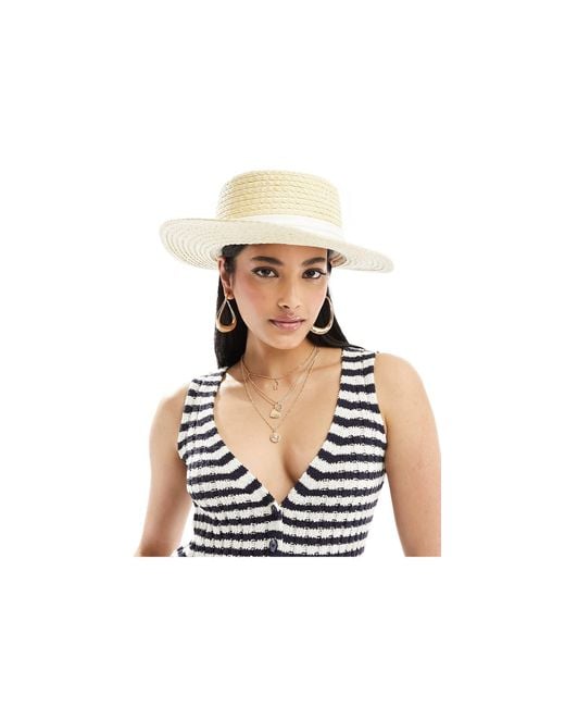 ASOS Straw Boater Hat With White Band