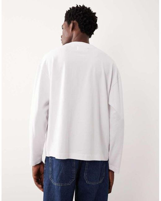 Camiseta Blanca Extragrande De Manga Larga De Tejido Muy Grueso Ac-T-253 De ASOS COLLECTIVE de hombre de color White