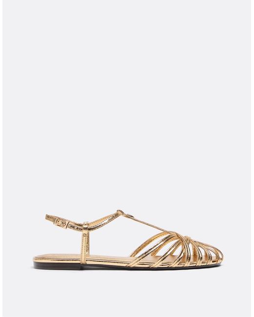 Stradivarius Natural Thin Sole Cage Sandals