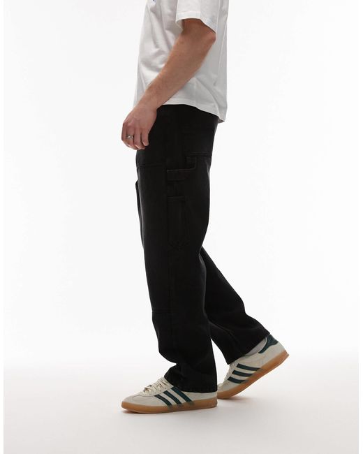 Topman – gerade geschnittene carpenter-hose aus twill in White für Herren