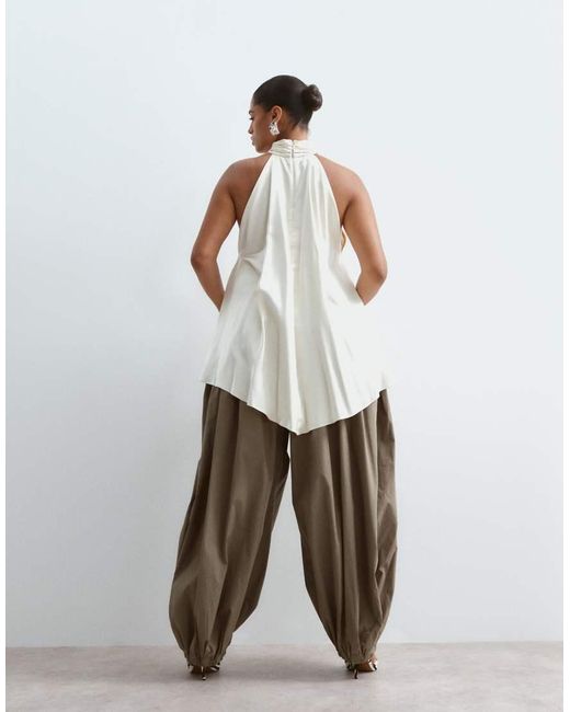 ARRANGE Green Curve Waist Seam Balloon Leg Trousers