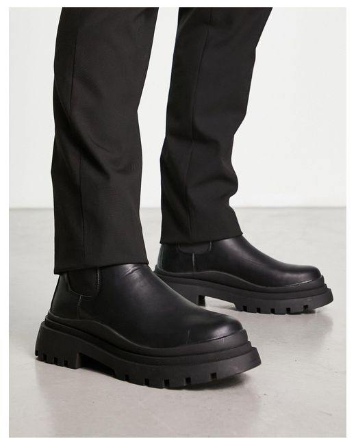 Truffle Collection Black Chunky Chelsea Boots for men