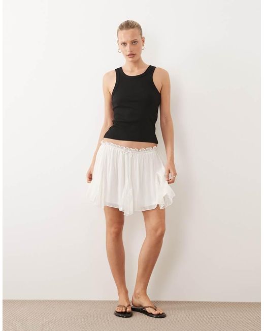 ASOS White Lace Insert Godet Volume Mini Skirt