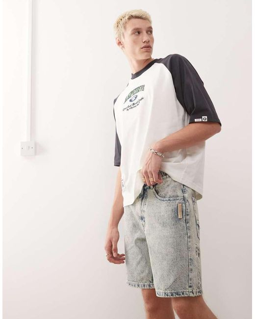 Aape By A Bathing Ape Pink Aape By A Bathing Ape Logo Denim Shorts for men