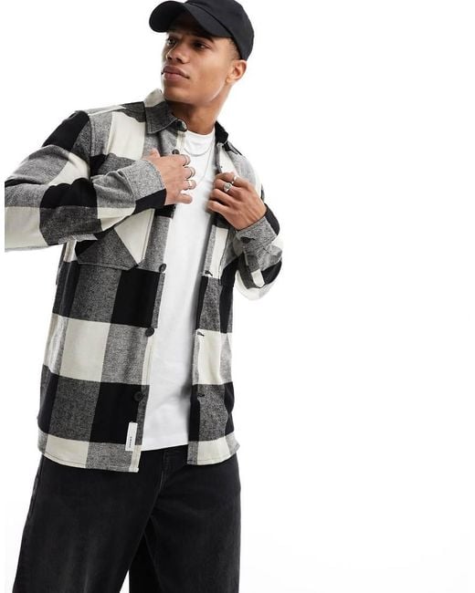 Only & Sons Black Buffalo Check Overshirt for men