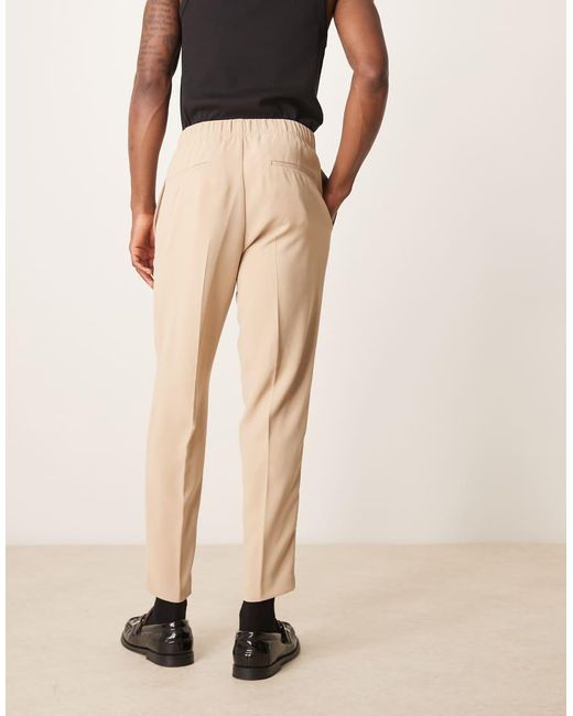 Pantalones De Traje De Corte Tapered De Tejido Texturizado De -Neutro ASOS de hombre de color Natural