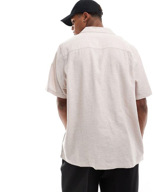 ASOS White Relaxed Linen Blend Shirt With Revere Collar for men