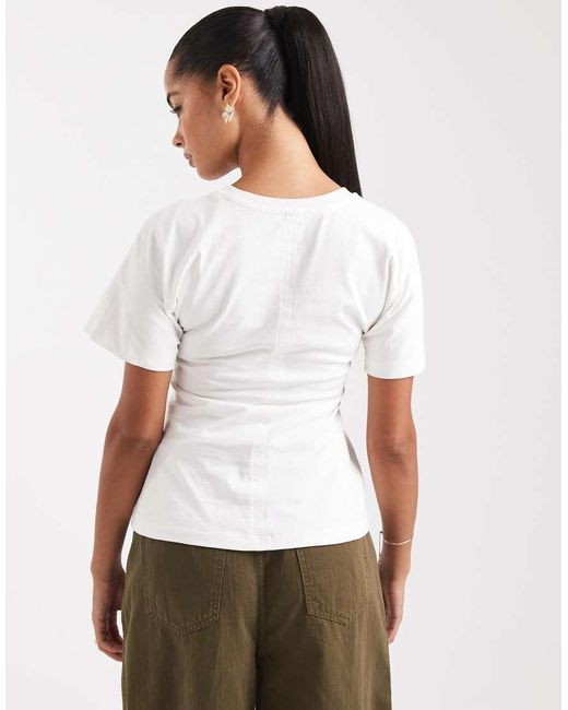 ONLY White Cinch Waist T-Shirt
