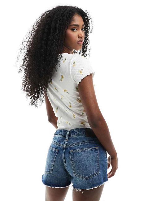 Monki Blue Bite Micro Denim Shorts