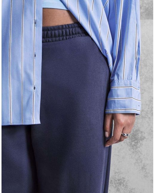 ASOS Blue Asos Design Curve Wide Leg Brushback jogger