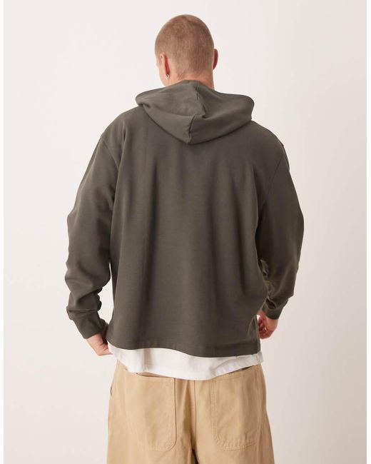 ASOS Gray Dropped Shoulder Hoodie With Sporty Print for men