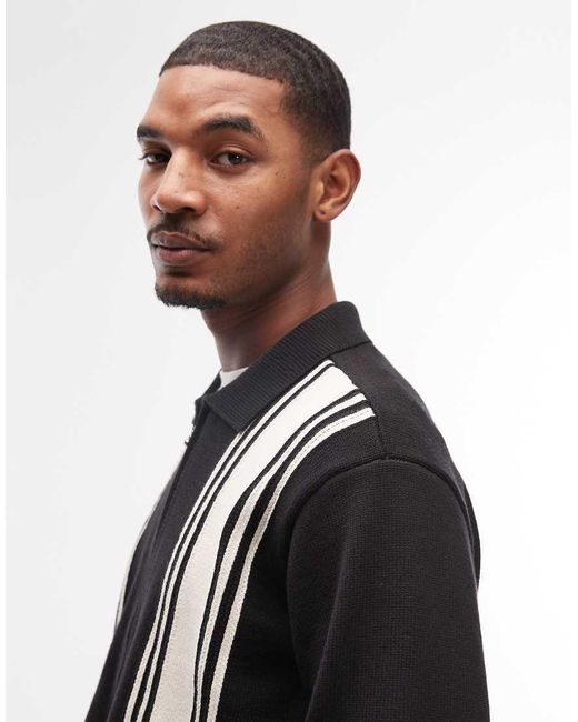 Obey Blue Matt Stripe Zip Up Knitted Jumper for men