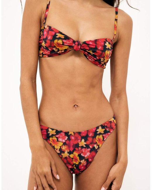 NA-KD Orange Knot Front Bandeau Bikini Top