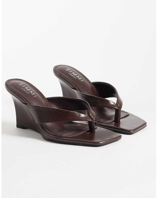 SIMMI Brown Simmi London Senia Wedge Toe Post Sandals