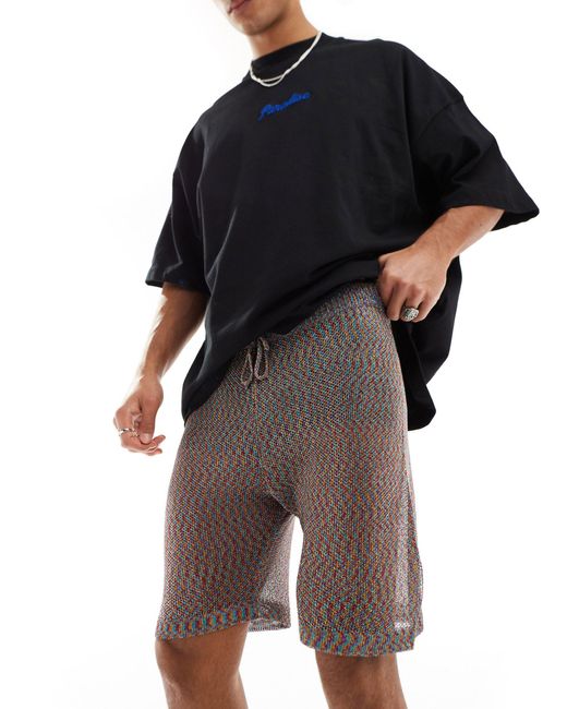 ASOS Multicolor Knitted Metallic Mesh Shorts for men