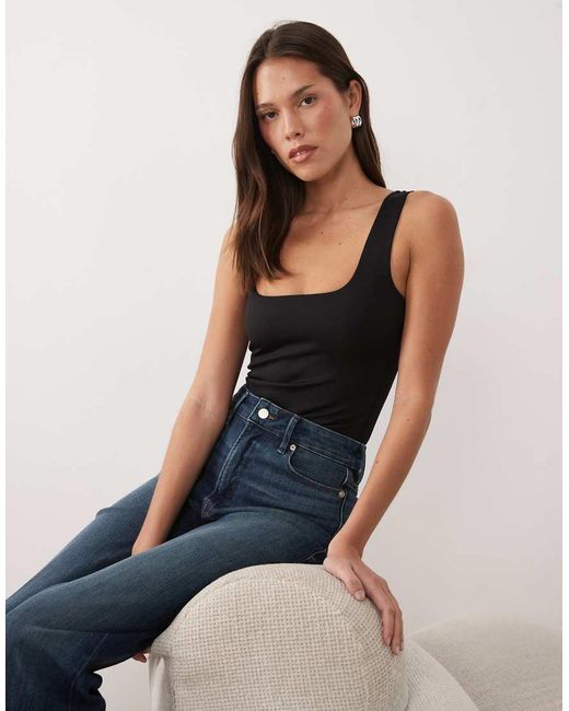GOOD AMERICAN Blue Sculpting Modern Tank Bodysuit
