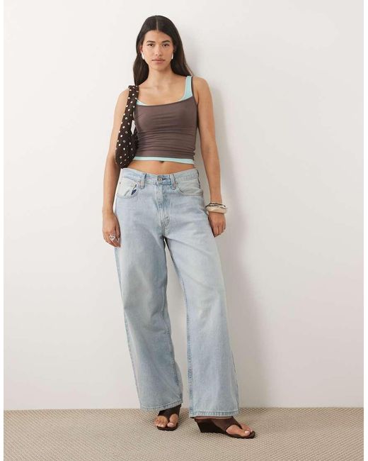 Motel Brown Oslyn Double Layer Square Neck Top