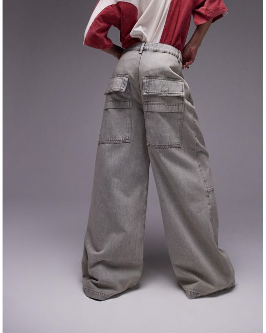 TOPSHOP Gray – marmorierte cargo-jeans