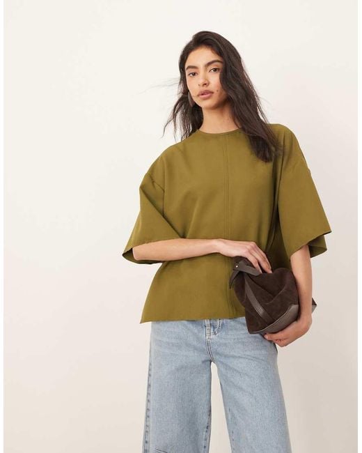 ARRANGE Natural Boxy Seam Top With Tie Back Detail