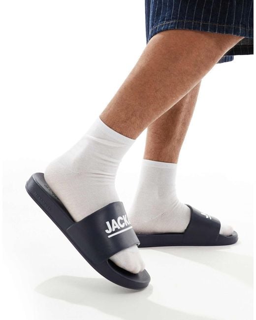 Jack & Jones White Pool Sliders for men