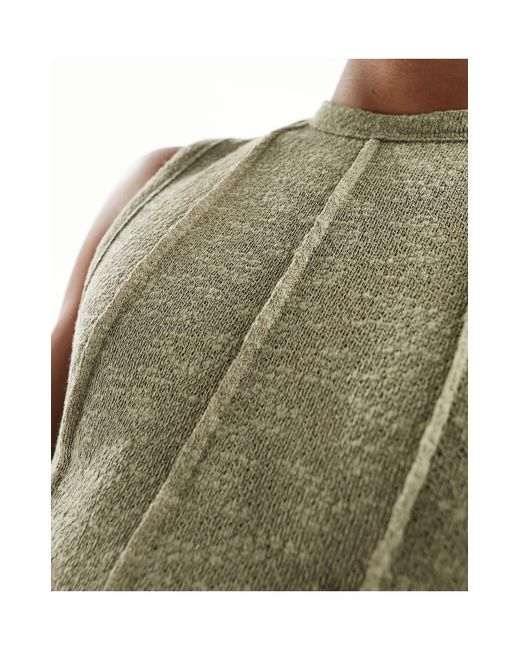 ASOS Green Muscle Fit Textured Vest for men
