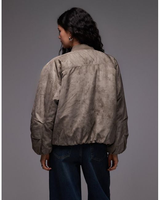 Collusion Gray Oversized Washed Bomber Jacket