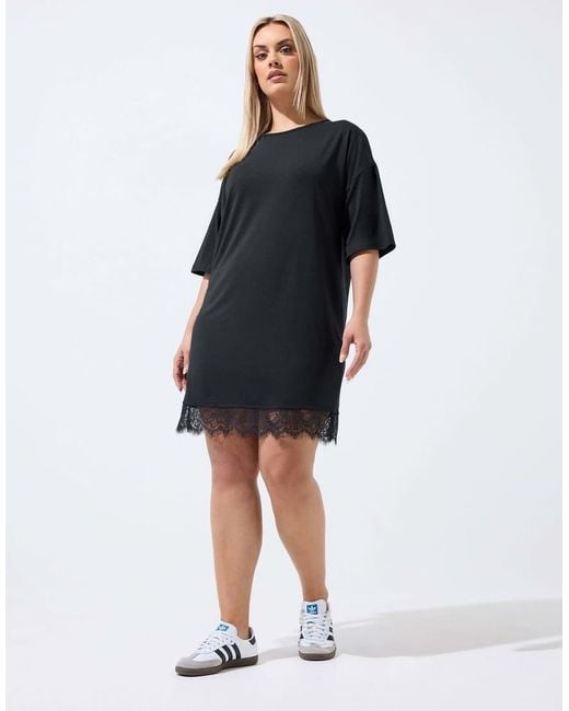 Yours Clothing Blue Lace Trim Mini Dress