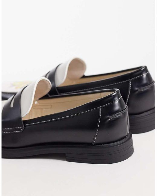 ASOS Multicolor Two Tone Penny Loafers With Lemon Graphic for men