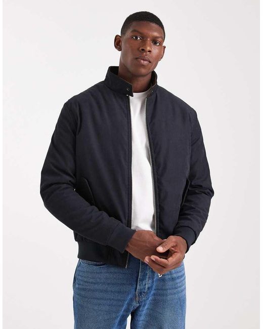 Brave Soul Blue Zip Through Bomber Jacket for men