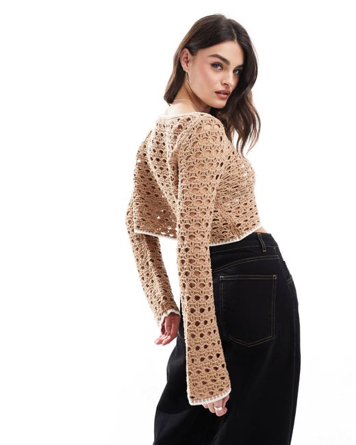Cotton On Brown Cotton on – schulterfreier pullover aus weitmaschigem strick
