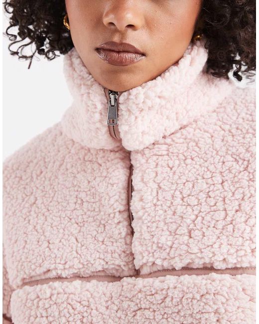 Miss Selfridge Gray Half Zip Borg Jacket