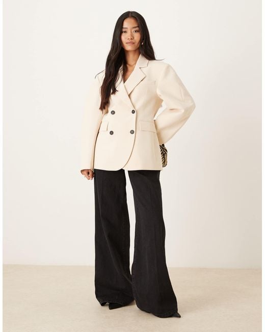 ASOS Natural Tailored Cocoon Sleeve Double Breasted Blazer