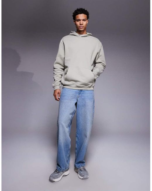 ASOS Gray Premium Heavyweight Oversized Hoodie for men