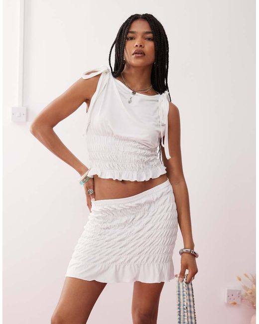 Reclaimed Vintage Pink Shirred Mini Skirt Co-ord