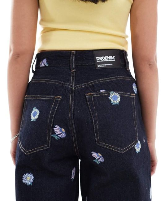 Vaqueros Boyfriend Holgados Con Bordado Floral Donna De -Azul Dr. Denim de color Blue