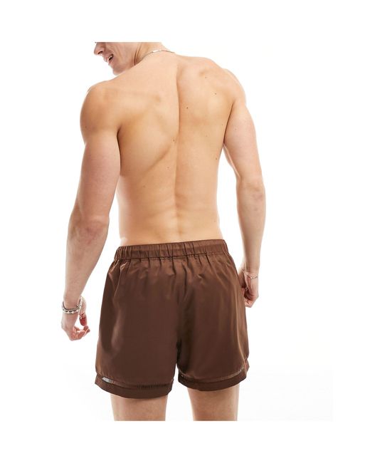 Pantaloncini da bagno taglio corto marroni con dettagli sul fondo di ASOS in Brown da Uomo
