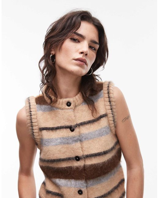 TOPSHOP Black Brushed Button Through Tank